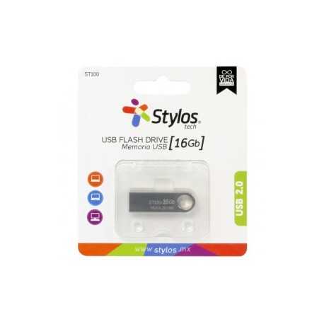 Memoria USB Metálica de 16 Gb. 2.0 marca Stylos Tech