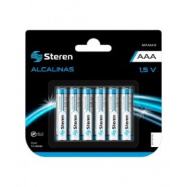Batería Alcalina tipo AAA 1.5v paquete de 12 piezas marca Steren