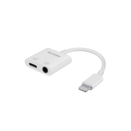 Adaptador de Lightning a AUX 3.5mm compatible con carga marca Steren.