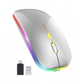 Mouse Inalámbrico Recargable Delgado RGB 1600 dpi Plata marca Nextep