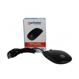 Mouse Alámbrico USB delgado negro marca Manhattan