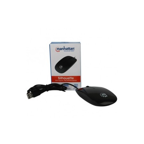 Mouse Alámbrico USB delgado negro marca Manhattan