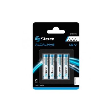 Paquete de 4 Baterías Alcalina AAA 1.5V marca Steren