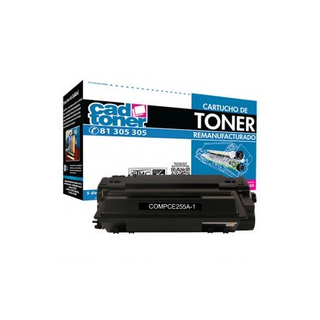 Cartucho de Toner 55A (CE255A) Negro Remanufacturado marca Cad Toner a intercambio para 6,000 páginas.