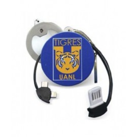 Llavero Tigres con destapador y Cable USB a Micro USB / Tipo C/ Lightning para Carga y Datos.